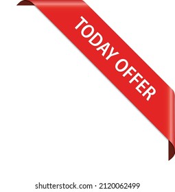 TODAY OFFER - vector illustration of red corner ribbon banner on white background