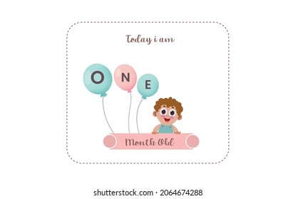 Today I am one  months old. greeting card, vector illustration design
