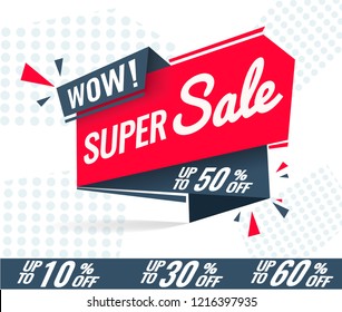 Today Only Mega Sale banner. Big super sale, flat 50% off. Vector illustration, special offer, up to 10% 30% 50% 60%