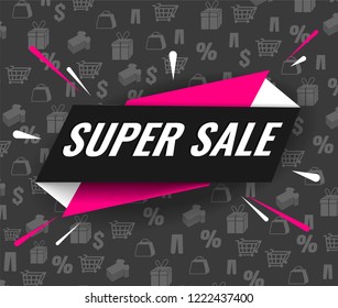 Today Only Mega Sale banner. Big super sale. Vector illustration, special offer