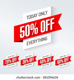 Today only, one day super sale banner. One day deal, special offer, big sale, clearance. Vector.