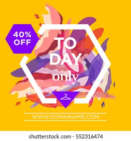 Today only and special offers concept for internet stores promo. New arrivals and limited promos web banners. Material design trendy colors. 