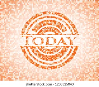 Today orange mosaic emblem with background