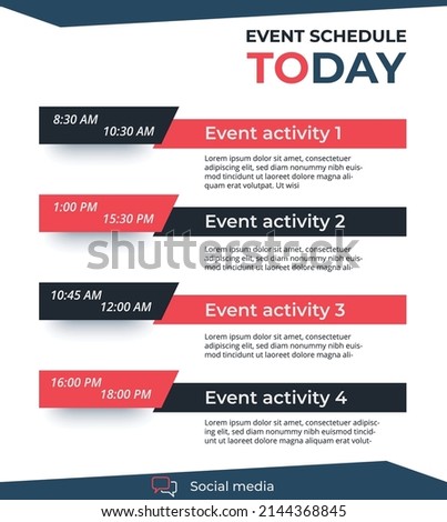 Today plan, Daily event schedule on white.