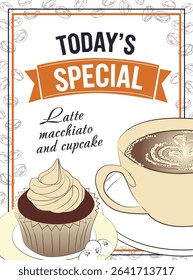 Today s Special Latte Macchiato and Cupcake Illustration