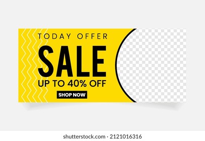 today sale up to 40 percent off banner horizontal yellow color template. social media webs advertising e-commerce needs.