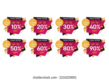 today special offer limited time pink banner set vector