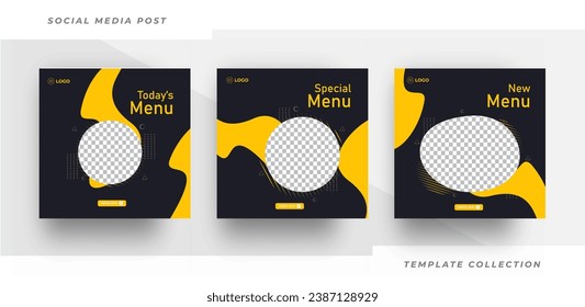 Hoy promoción especial en el menú Comida banner de medios sociales post plantilla diseño de menú Restaurante diseño de banderas 