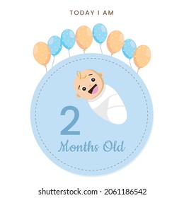  Today I am two months old, greeting card, Vector illustration design
