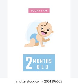  Today I am two months old, greeting card, Vector illustration design
