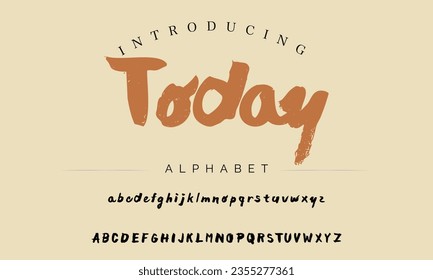 Today Vintage Brush Script Modern Alphabet. Retro Typeface. Textured unique brush in alphabet style. Letters.Vector Alphabet. Exclusive Custom Letters.