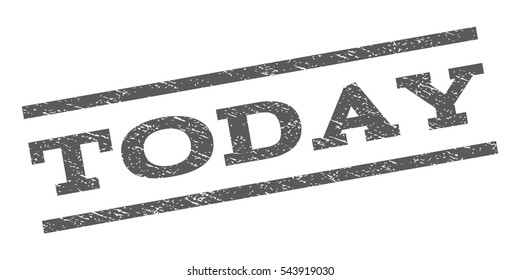 Today watermark stamp. Text tag between parallel lines with grunge design style. Rubber seal stamp with dirty texture. Vector grey color ink imprint on a white background.