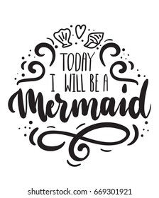 Today I will be a Mermaid card with hand drawn sea elements and lettering. Calligraphy summer quote with seashells, hearts and pearls. Summer print for invitations, posters, t-shirts, phone case etc.