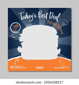 Todays best deal hot and delicious burger menu social media post ad banner or poster template