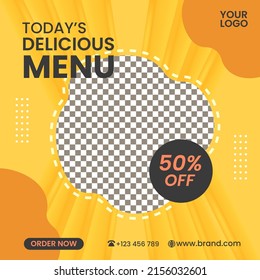  today's delicious food menu social media post template - Shutterstock ID 2156032601