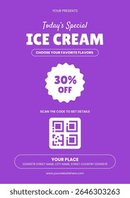 Today's Ice Cream Frozen Treat Promotion Social Media Flyer in Cartoon Background