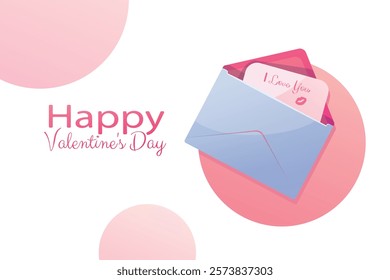 Today's illustration is of an envelope with a letter. Valentine's Day poster. February 14.