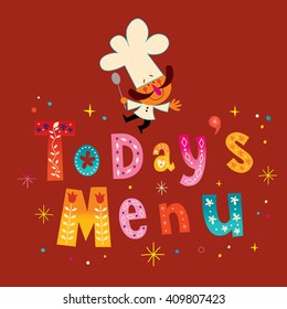 todays menu decorative type with chef character