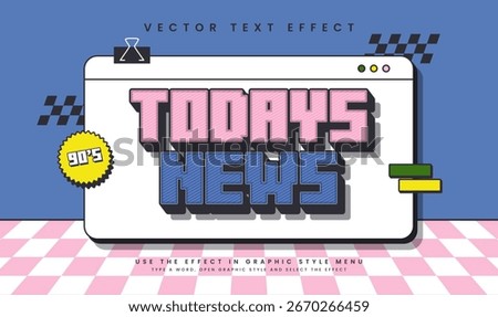 Today's News Editable Vector Text Effect. Pop Retro Classic Minimalist Style. 