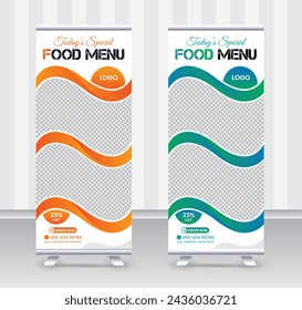 Today's special food menu and restaurant roll up banner x or roll up banner design template