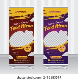 Heutige spezielle Speisekarte und Restaurant Roll-up-Banner x oder Roll-up-Banner-Design-Vorlage