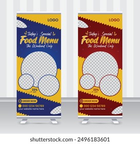 Today's special food menu and restaurant roll up banner x or roll up banner design template
