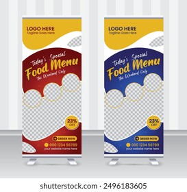 Today's special food menu and restaurant roll up banner x or roll up banner design template