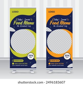 Today's special food menu and restaurant roll up banner x or roll up banner design template