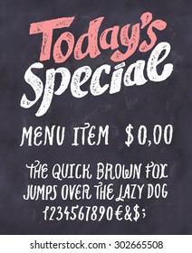 Today's special menu. Chalkboard menu template.