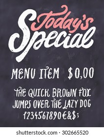 Today's special menu. Chalkboard menu template.