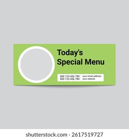 Todays Special Menu Vector Template With Placeholder For Image And Contact Info