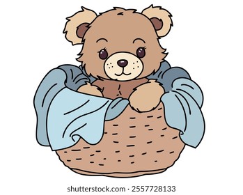 A TODDED BEAR IN A POTTERY BASKET. COOL AND UNIQUE ILLUSTRATIONS ARE VERY SUITABLE FOR YOUR NEEDS AND THIS IS A VECTOR FILE.