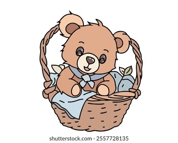 A TODDED BEAR IN A POTTERY BASKET. COOL AND UNIQUE ILLUSTRATIONS ARE VERY SUITABLE FOR YOUR NEEDS AND THIS IS A VECTOR FILE.