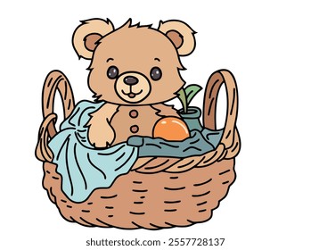 A TODDED BEAR IN A POTTERY BASKET. COOL AND UNIQUE ILLUSTRATIONS ARE VERY SUITABLE FOR YOUR NEEDS AND THIS IS A VECTOR FILE.