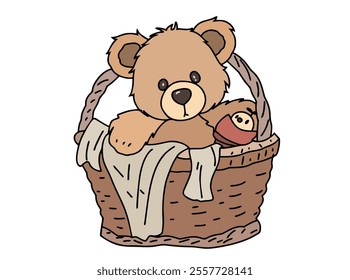 A TODDED BEAR IN A POTTERY BASKET. COOL AND UNIQUE ILLUSTRATIONS ARE VERY SUITABLE FOR YOUR NEEDS AND THIS IS A VECTOR FILE.