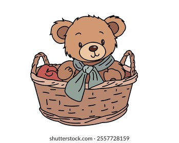 A TODDED BEAR IN A POTTERY BASKET. COOL AND UNIQUE ILLUSTRATIONS ARE VERY SUITABLE FOR YOUR NEEDS AND THIS IS A VECTOR FILE.