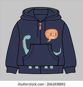 JACKET DE HOJA CON ZIPPER DELANTERO PARA NIÑOS PEQUEÑOS Y NIÑOS PEQUEÑOS