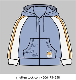 JACKET DE HOJA CON ZIPPER DELANTERO PARA NIÑOS PEQUEÑOS Y NIÑOS PEQUEÑOS