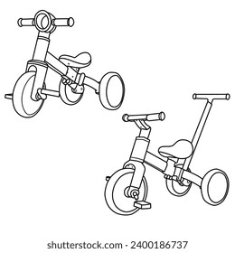 Toddler balance bike. Healthy equipment for sport and recreation, flat vector isolated on a white background