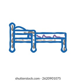 criança cama moldura quarto doodle ícone esboço vetor. criança cama moldura quarto quarto sinal. símbolo isolado ilustração