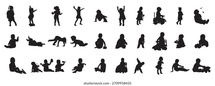 toddler child activity silhouette vector illustration