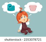 
Toddler Child Thinking about Potty Training Vector Cartoon illustration
Little preschool girl learning to use the body instead of diapers
