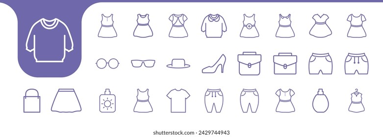 toddler clothes line icon set collection design vector