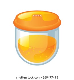 Toddler drinking cup filled with orange juice