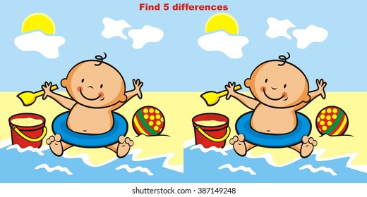 toddler, find five differences