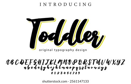 Toddler Font Stylish brush painted an uppercase vector letters, alphabet, typeface