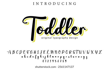 Toddler Font Stylish brush painted an uppercase vector letters, alphabet, typeface