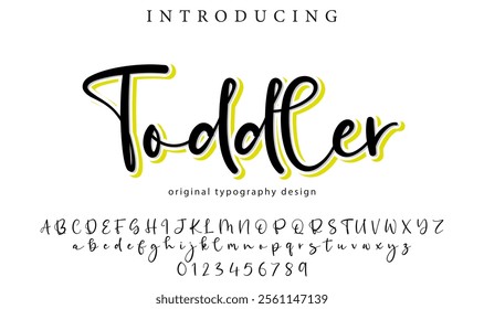 Toddler Font Stylish brush painted an uppercase vector letters, alphabet, typeface