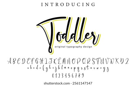 Toddler Font Stylish brush painted an uppercase vector letters, alphabet, typeface