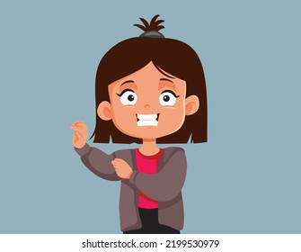 
Toddler Girl Learning How to Dress Herself Vector Cartoon Illustration. Cute little child getting dressed being self-reliant and independent
